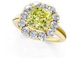 Yellow gold Fancy Yellow Cushion  Halo Cluster Diamond Engagement Ring with Prong Setting and Polished Band_46