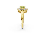 Yellow gold Fancy Yellow Cushion  Halo Cluster Diamond Engagement Ring with Prong Setting and Polished Band_47