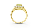 Yellow gold Fancy Yellow Cushion  Halo Cluster Diamond Engagement Ring with Prong Setting and Polished Band_48