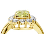 Yellow gold Fancy Yellow Cushion  Halo Cluster Diamond Engagement Ring with Prong Setting and Polished Band_49