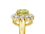 Yellow gold Fancy Yellow Cushion  Halo Cluster Diamond Engagement Ring with Prong Setting and Polished Band_50