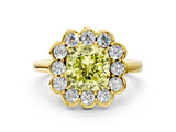 Yellow gold Fancy Yellow Cushion  Halo Cluster Diamond Engagement Ring with Solitaire Band and Prong Setting_49