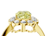 Yellow gold Fancy Yellow Cushion  Halo Cluster Diamond Engagement Ring with Solitaire Band and Prong Setting_53