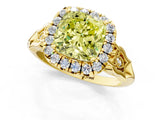 Yellow gold Fancy Yellow Cushion  Halo Diamond Engagement Ring with Filigree Band and Four-Prong Setting_82