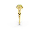 Yellow gold Fancy Yellow Cushion  Halo Diamond Engagement Ring with Filigree Band and Four-Prong Setting_83