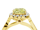 Yellow gold Fancy Yellow Cushion  Halo Diamond Engagement Ring with Filigree Band and Four-Prong Setting_85