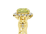 Yellow gold Fancy Yellow Cushion  Halo Diamond Engagement Ring with Filigree Band and Four-Prong Setting_86