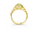 Yellow gold Fancy Yellow Cushion  Halo Diamond Engagement Ring with Intricate Filigree Band and Four-Prong Setting_40