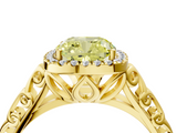 Yellow gold Fancy Yellow Cushion  Halo Diamond Engagement Ring with Intricate Filigree Band and Four-Prong Setting_41