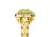 Yellow gold Fancy Yellow Cushion  Halo Diamond Engagement Ring with Intricate Filigree Band and Four-Prong Setting_42