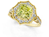 Yellow gold Fancy Yellow Cushion  Halo Diamond Engagement Ring with Milgrain Band and Four-Prong Setting_55