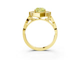 Yellow gold Fancy Yellow Cushion  Halo Diamond Engagement Ring with Milgrain Band and Four-Prong Setting_57