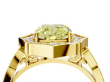 Yellow gold Fancy Yellow Cushion  Halo Diamond Engagement Ring with Milgrain Band and Four-Prong Setting_58