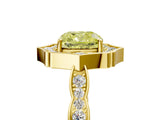 Yellow gold Fancy Yellow Cushion  Halo Diamond Engagement Ring with Milgrain Band and Four-Prong Setting_59