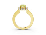 Yellow gold Fancy Yellow Cushion  Halo Diamond Engagement Ring with Milgrain Pave Band and Four-Prong Setting_15