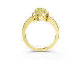 Yellow gold Fancy Yellow Cushion  Halo Diamond Engagement Ring with Pavé Band and Four-Prong Setting_78