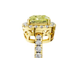 Yellow gold Fancy Yellow Cushion  Halo Diamond Engagement Ring with Pavé Band and Four-Prong Setting_80
