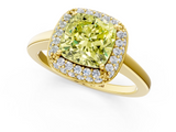 Yellow gold Fancy Yellow Cushion  Halo Diamond Engagement Ring with Solitaire Band and Four-Prong Setting_21