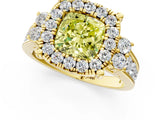 Yellow gold Fancy Yellow Cushion  Halo Diamond Engagement Ring with Split Shank and Four-Prong Setting 1