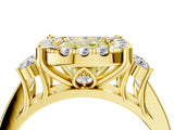 Yellow gold Fancy Yellow Cushion  Halo Diamond Engagement Ring with Split Shank and Four-Prong Setting 4