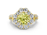 Yellow gold Fancy Yellow Cushion  Halo Diamond Engagement Ring with Split Shank and Prong Setting_65