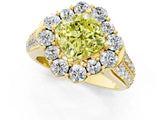 Yellow gold Fancy Yellow Cushion  Halo Diamond Engagement Ring with Split Shank and Prong Setting_66