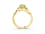 Yellow gold Fancy Yellow Cushion  Halo Diamond Engagement Ring with Twisted Band and Four-Prong Setting 4