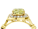 Yellow gold Fancy Yellow Cushion  Halo Diamond Engagement Ring with Twisted Band and Four-Prong Setting 5