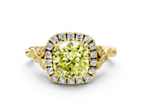 Yellow gold Fancy Yellow Cushion  Halo Diamond Engagement Ring with Vintage-Inspired Band and Four-Prong Setting_3