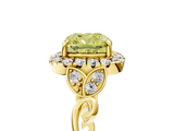 Yellow gold Fancy Yellow Cushion  Halo Diamond Engagement Ring with Vintage-Inspired Band and Four-Prong Setting_8