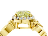 Yellow gold Fancy Yellow Cushion  Halo Diamond Floral Band with Four-Prong Setting_59