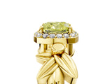 Yellow gold Fancy Yellow Cushion  Halo Diamond Floral Band with Four-Prong Setting_60