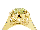 Yellow gold Fancy Yellow Cushion  Halo Diamond Floral Split Shank Engagement Ring 4