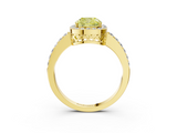 Yellow gold Fancy Yellow Cushion  Halo Diamond Pavé Band Ring with Prong Setting_23
