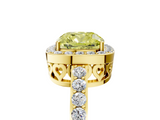 Yellow gold Fancy Yellow Cushion  Halo Diamond Pavé Band Ring with Prong Setting_25