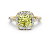 Yellow gold Fancy Yellow Cushion  Halo Diamond Pavé Solitaire Ring_15