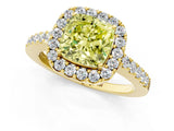 Yellow gold Fancy Yellow Cushion  Halo Diamond Pavé Solitaire Ring_16
