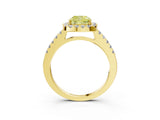 Yellow gold Fancy Yellow Cushion  Halo Diamond Pavé Solitaire Ring_18