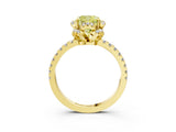 Yellow gold Fancy Yellow Cushion  Halo Diamond Pave Band Ring with Four-Prong Setting_18