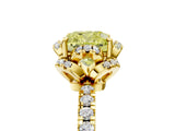 Yellow gold Fancy Yellow Cushion  Halo Diamond Pave Band Ring with Four-Prong Setting_20