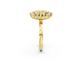 Yellow gold Fancy Yellow Cushion  Halo Diamond Ring with Milgrain Edge and Round Prong Setting_28