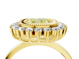 Yellow gold Fancy Yellow Cushion  Halo Diamond Ring with Milgrain Edge and Round Prong Setting_30