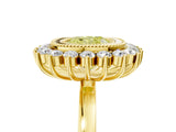 Yellow gold Fancy Yellow Cushion  Halo Diamond Ring with Milgrain Edge and Round Prong Setting_31