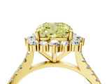 Yellow gold Fancy Yellow Cushion  Halo Diamond Ring with Pavé Band and Prong Setting_41