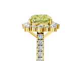 Yellow gold Fancy Yellow Cushion  Halo Diamond Ring with Pavé Band and Prong Setting_42