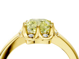 Yellow gold Fancy Yellow Cushion  Halo Diamond Ring with Round Cluster Setting, Solitaire Band, and Four-Prong Setting_89