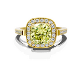 Yellow gold Fancy Yellow Cushion  Halo Diamond Ring with Split Shank and Four-Prong Setting_62