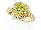 Yellow gold Fancy Yellow Cushion  Halo Diamond Ring with Split Shank and Four-Prong Setting_63