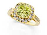 Yellow gold Fancy Yellow Cushion  Halo Diamond Ring with Split Shank and Four-Prong Setting_65