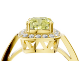 Yellow gold Fancy Yellow Cushion  Halo Diamond Ring with Split Shank and Four-Prong Setting_66